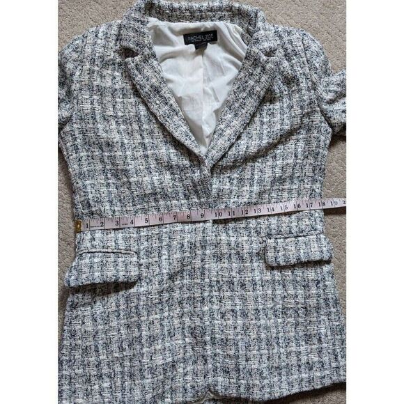 Rachel Zoe Blazer Jacket Tweed One Button Lined Preppy Pockets US size 6 - Picture 8 of 13